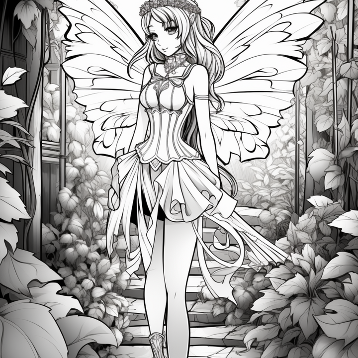 Anime Fairies Part One Digital Download PDF 40 Pages Coloring Book for Adults and Kids Printable Colouring Pages