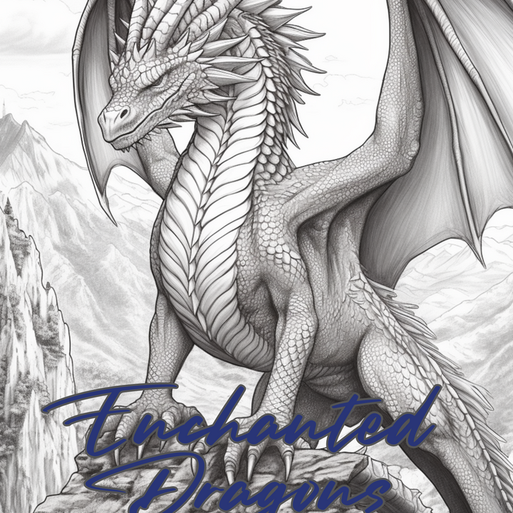 Enchanted Dragons Digital Download PDF 40 Pages Coloring Book for Adults and Kids Printable Colouring Pages