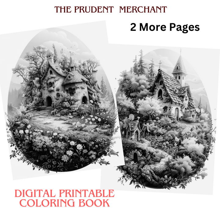 Tiny Imaginative Habitats Inside the Eggshell Digital Download PDF 30 Pages Coloring Book for Adults and Kids Printable Colouring Pages