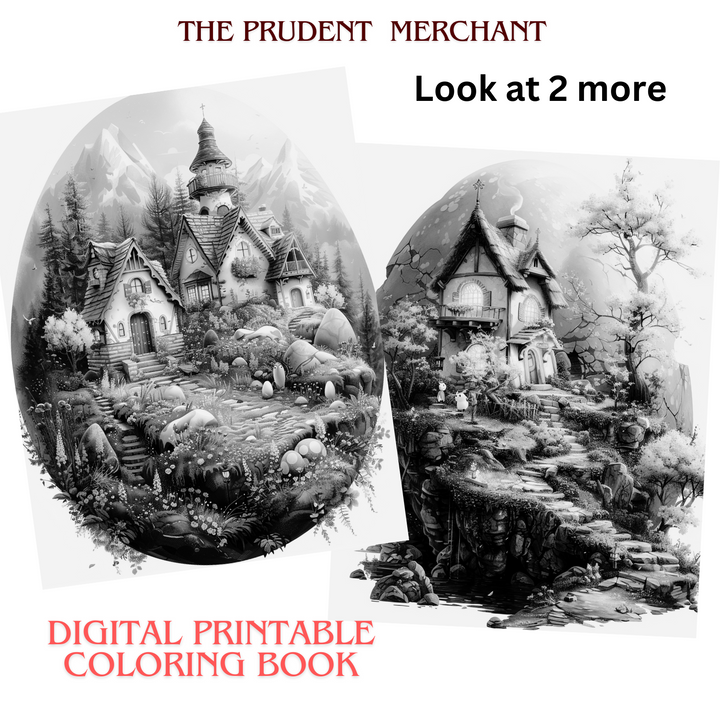 Tiny Imaginative Habitats Inside the Eggshell Digital Download PDF 30 Pages Coloring Book for Adults and Kids Printable Colouring Pages