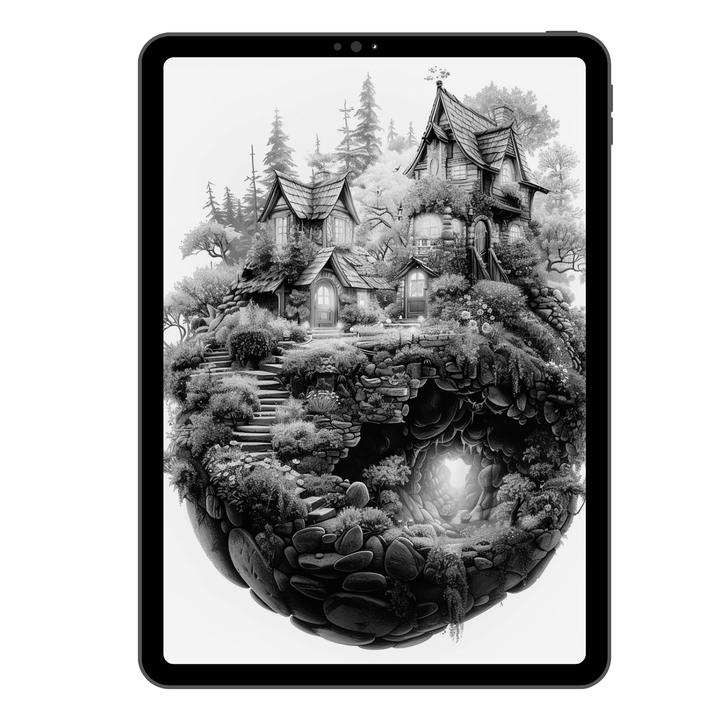 Tiny Imaginative Habitats Inside the Eggshell Digital Download PDF 30 Pages Coloring Book for Adults and Kids Printable Colouring Pages