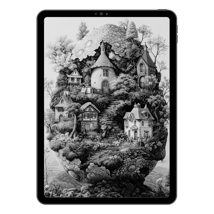 Tiny Imaginative Habitats Inside the Eggshell Digital Download PDF 30 Pages Coloring Book for Adults and Kids Printable Colouring Pages