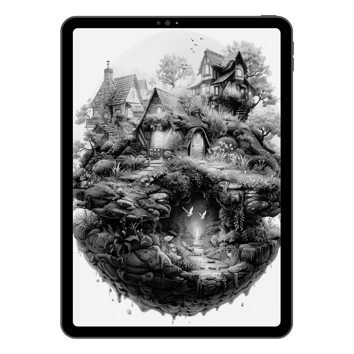 Tiny Imaginative Habitats Inside the Eggshell Digital Download PDF 30 Pages Coloring Book for Adults and Kids Printable Colouring Pages