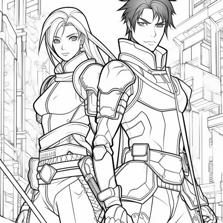 Manga Warriors Part Seven Martial Arts Fighters Digital Download PDF 40 Pages Coloring Book for Adults and Kids Printable Colouring Pages