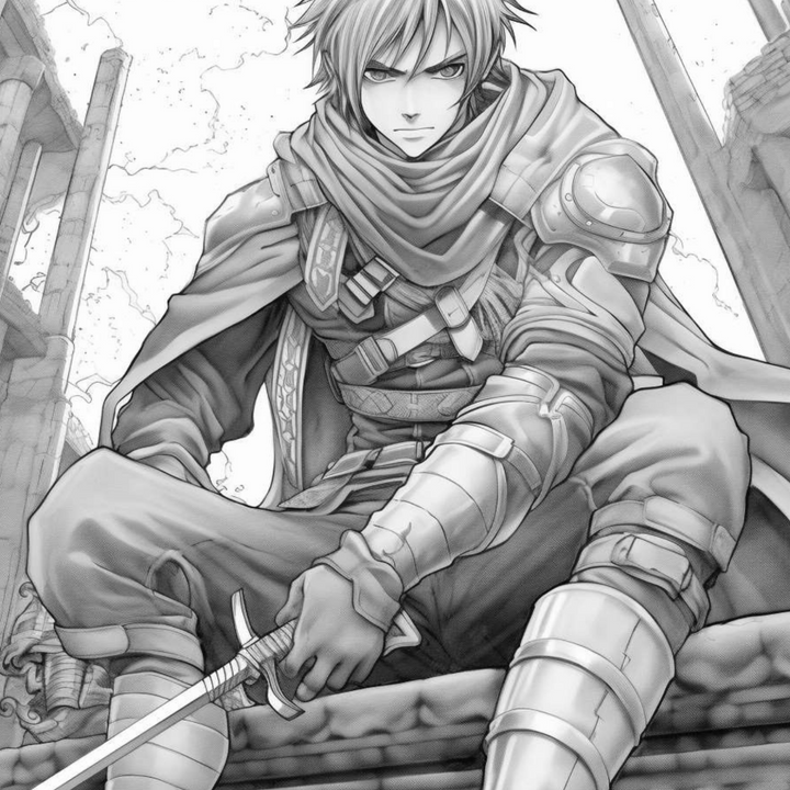 Manga Warriors Part Five Sword Masters Digital Download PDF 40 Pages Coloring Book for Adults and Kids Printable Colouring Pages