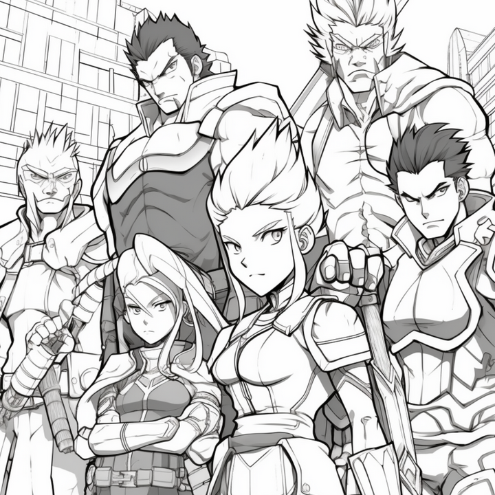 Manga Warriors Part One Digital Download PDF 40 Pages Coloring Book