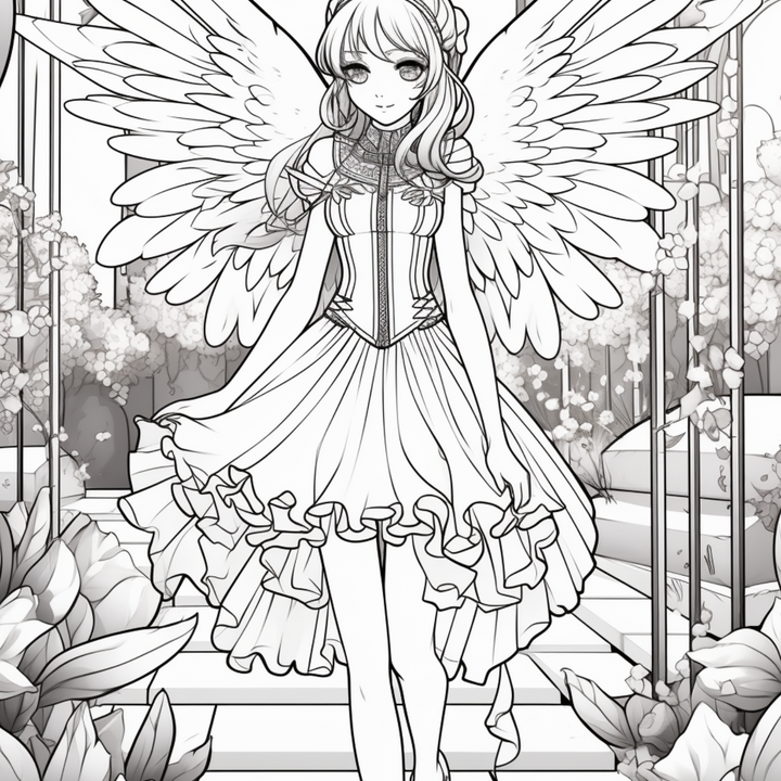 Anime Fairies Part One Digital Download PDF 40 Pages Coloring Book for Adults and Kids Printable Colouring Pages