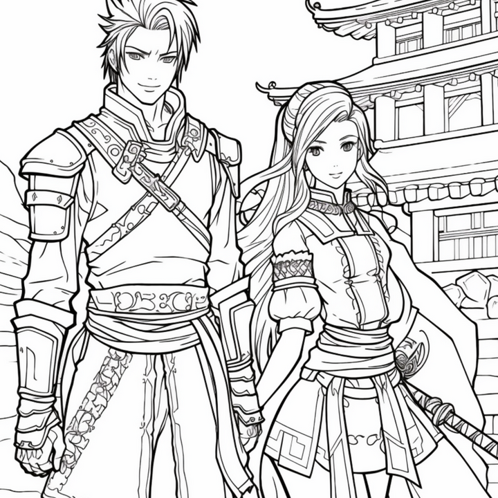 Manga Warriors Part Seven Martial Arts Fighters Digital Download PDF 40 Pages Coloring Book for Adults and Kids Printable Colouring Pages