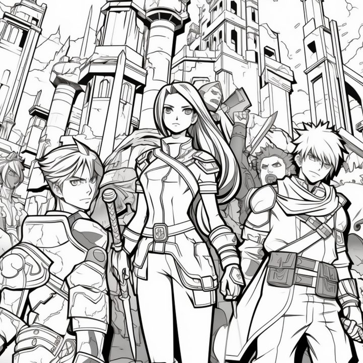 Manga Warriors Part One Digital Download PDF 40 Pages Coloring Book