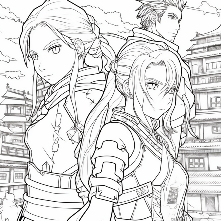Manga Warriors Part Four Digital Download PDF 40 Pages Coloring Book for Adults and Kids Printable Colouring Pages