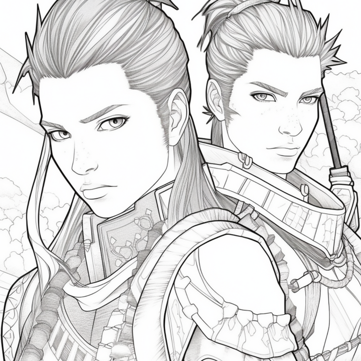 Manga Warriors Part Two Digital Download PDF 40 Pages Coloring Book for Adults and Kids Printable Colouring Pages
