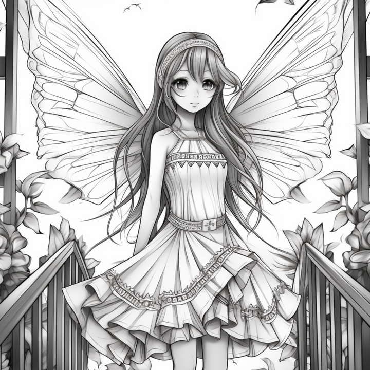 Anime Fairies Part One Digital Download PDF 40 Pages Coloring Book for Adults and Kids Printable Colouring Pages