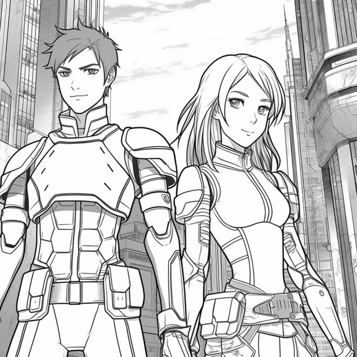 Manga Warriors Part One Digital Download PDF 40 Pages Coloring Book