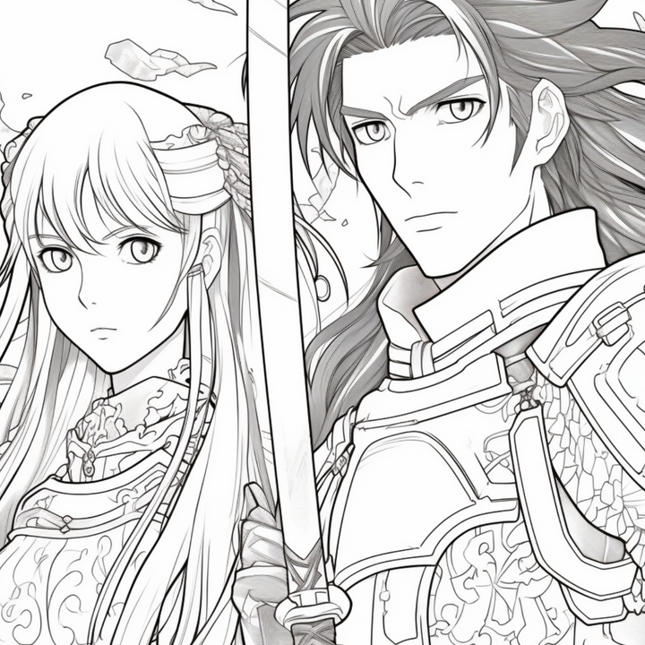 Manga Warriors Part Two Digital Download PDF 40 Pages Coloring Book for Adults and Kids Printable Colouring Pages