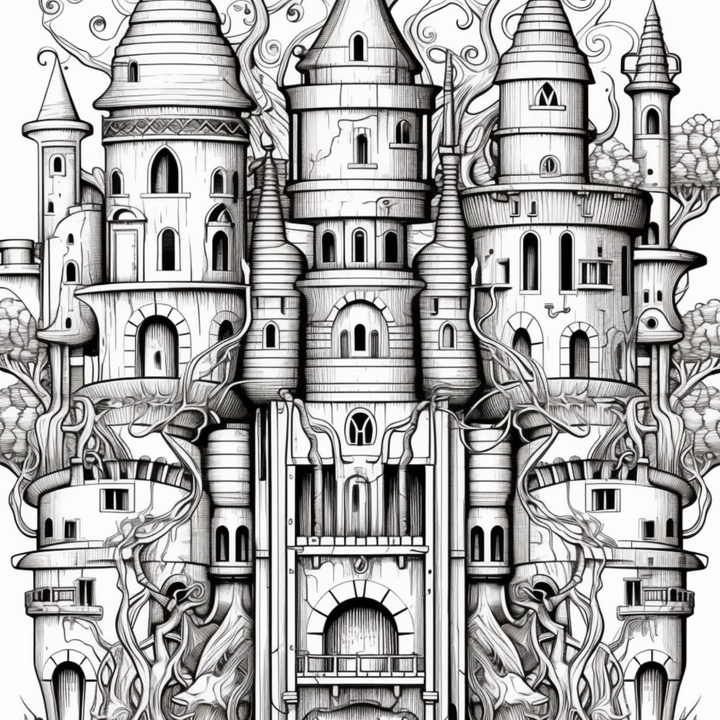 Castles Part One Digital Download PDF 40 Pages Coloring Book for Adults and Kids Printable Colouring Pages