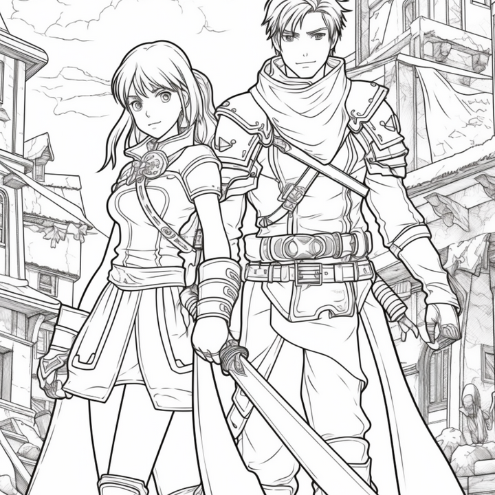 Manga Warriors Part Six Shonen Fighters Digital Download PDF 40 Pages Coloring Book for Adults and Kids Printable Colouring Pages