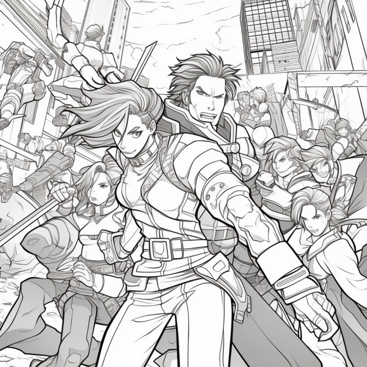 Manga Warriors Part Two Digital Download PDF 40 Pages Coloring Book for Adults and Kids Printable Colouring Pages