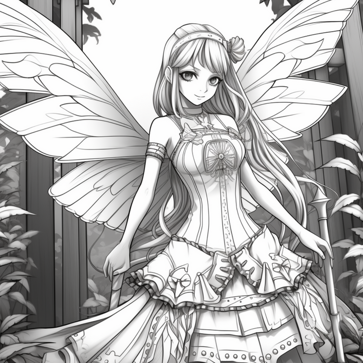 Anime Fairies Part One Digital Download PDF 40 Pages Coloring Book for Adults and Kids Printable Colouring Pages