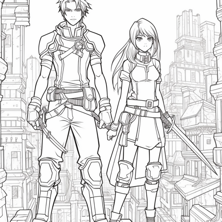 Manga Warriors Part One Digital Download PDF 40 Pages Coloring Book