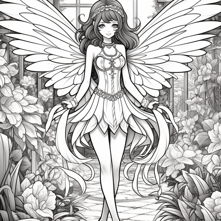 Anime Fairies Part One Digital Download PDF 40 Pages Coloring Book for Adults and Kids Printable Colouring Pages