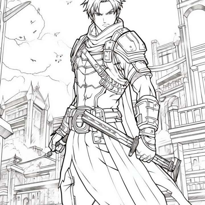 Manga Warriors Part Four Digital Download PDF 40 Pages Coloring Book for Adults and Kids Printable Colouring Pages