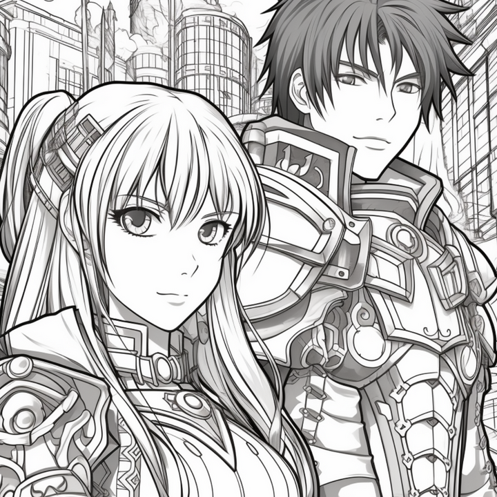 Manga Warriors Part Two Digital Download PDF 40 Pages Coloring Book for Adults and Kids Printable Colouring Pages