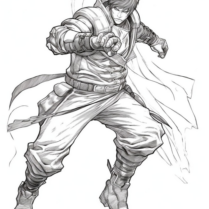 Manga Warriors Part Seven Martial Arts Fighters Digital Download PDF 40 Pages Coloring Book for Adults and Kids Printable Colouring Pages