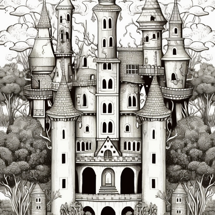 Castles Part One Digital Download PDF 40 Pages Coloring Book for Adults and Kids Printable Colouring Pages