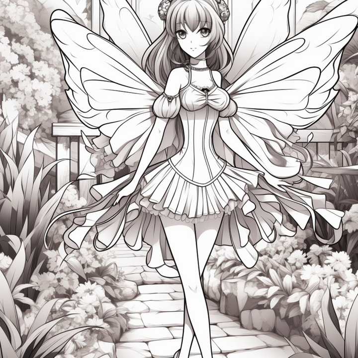 Anime Fairies Part One Digital Download PDF 40 Pages Coloring Book for Adults and Kids Printable Colouring Pages