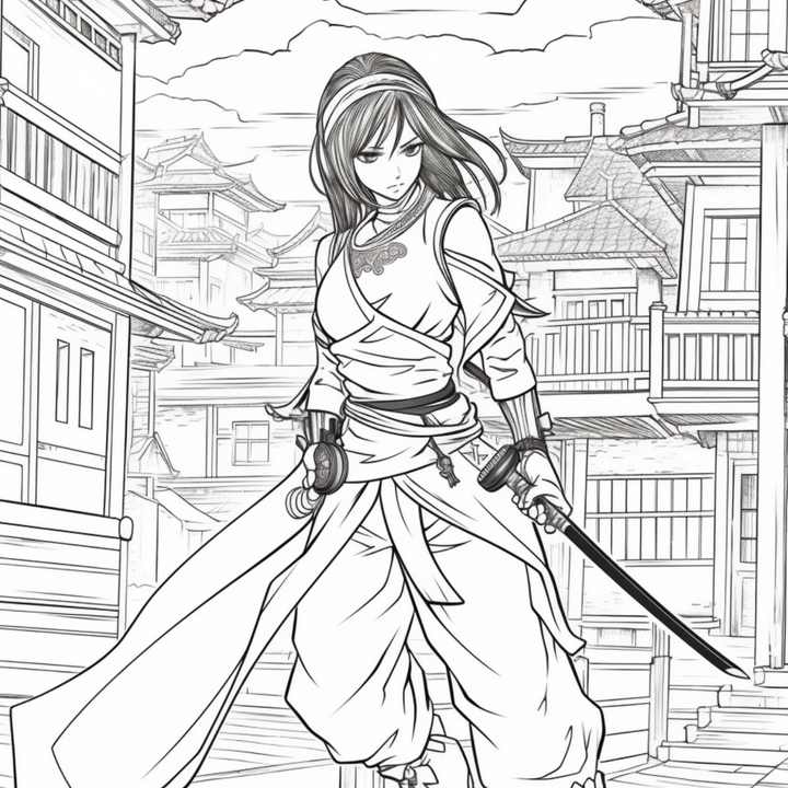 Manga Warriors Part Three Digital Download PDF 40 Pages Coloring Book for Adults and Kids Printable Colouring Pages