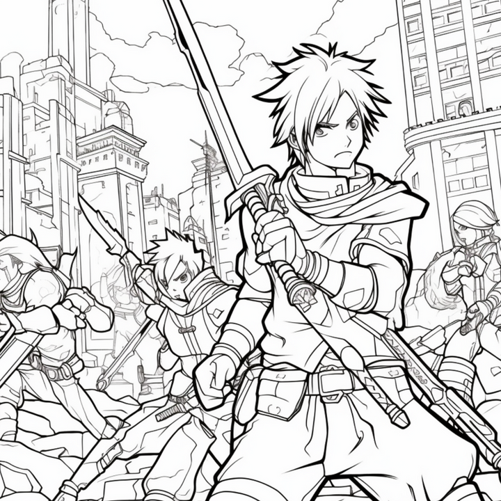Manga Warriors Part Four Digital Download PDF 40 Pages Coloring Book for Adults and Kids Printable Colouring Pages