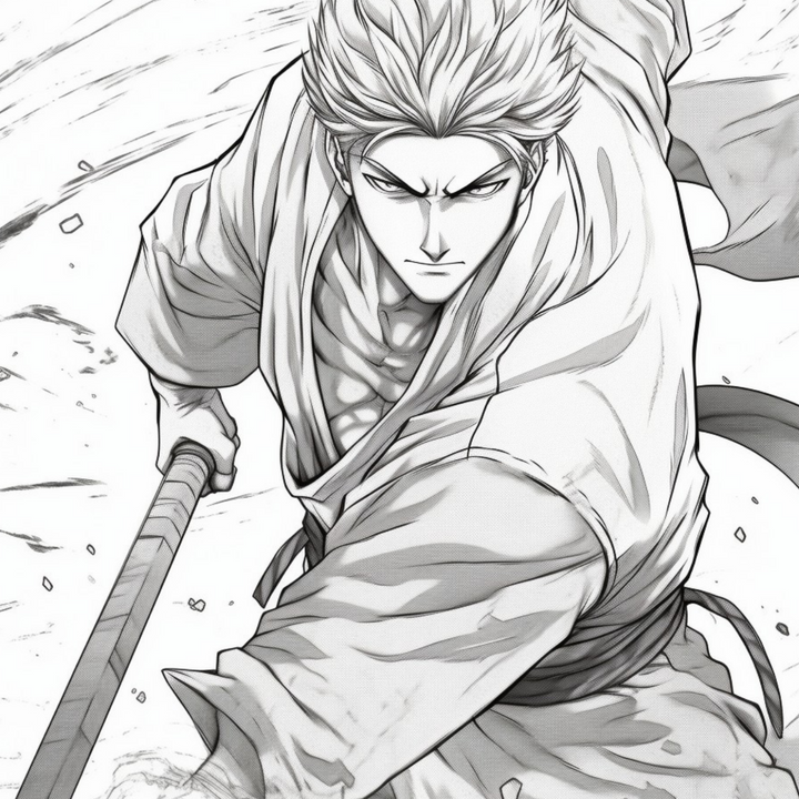 Manga Warriors Part Seven Martial Arts Fighters Digital Download PDF 40 Pages Coloring Book for Adults and Kids Printable Colouring Pages