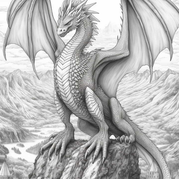 Enchanted Dragons Digital Download PDF 40 Pages Coloring Book for Adults and Kids Printable Colouring Pages