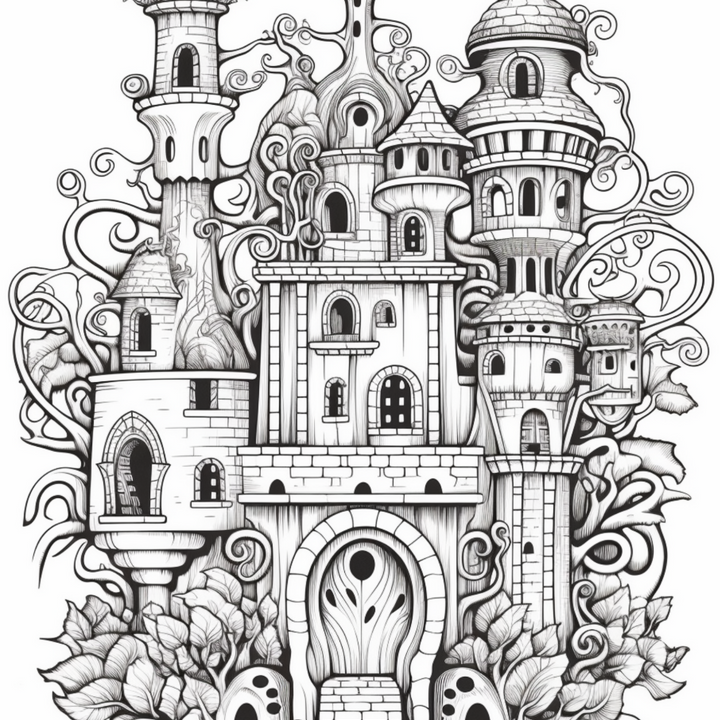 Castles Part One Digital Download PDF 40 Pages Coloring Book for Adults and Kids Printable Colouring Pages