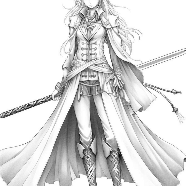 Manga Warriors Part Five Sword Masters Digital Download PDF 40 Pages Coloring Book for Adults and Kids Printable Colouring Pages
