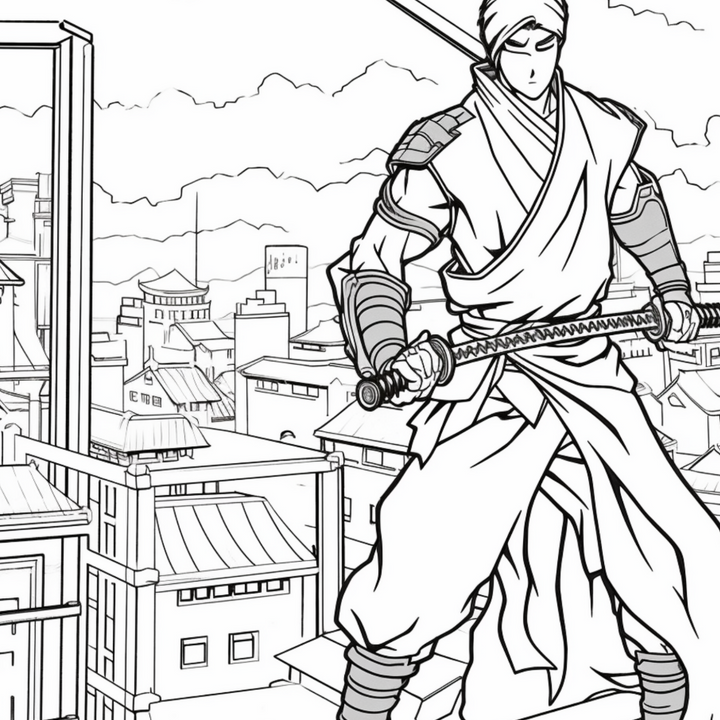 Manga Warriors Part Two Digital Download PDF 40 Pages Coloring Book for Adults and Kids Printable Colouring Pages