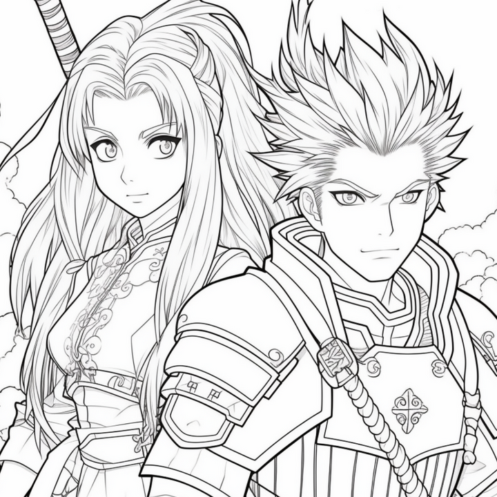 Manga Warriors Part Four Digital Download PDF 40 Pages Coloring Book for Adults and Kids Printable Colouring Pages