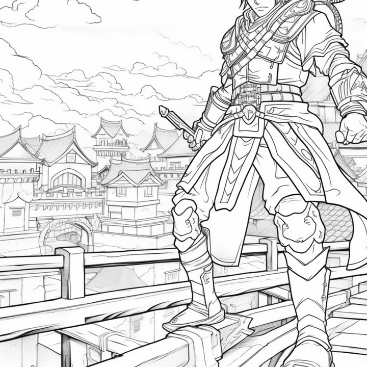 Manga Warriors Part Three Digital Download PDF 40 Pages Coloring Book for Adults and Kids Printable Colouring Pages