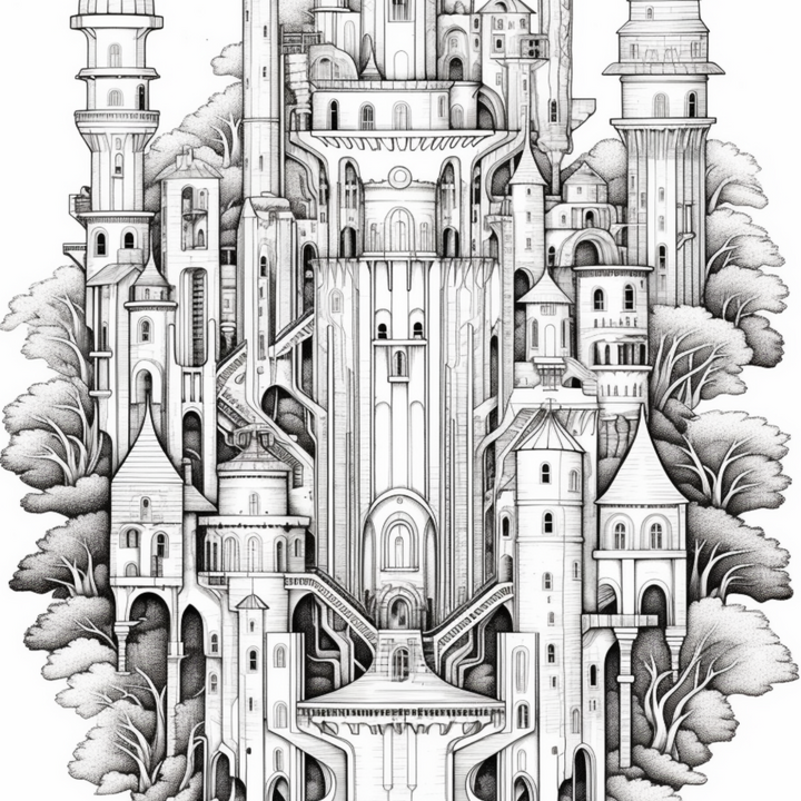 Castles Part One Digital Download PDF 40 Pages Coloring Book for Adults and Kids Printable Colouring Pages