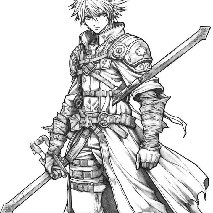 Manga Warriors Part Five Sword Masters Digital Download PDF 40 Pages Coloring Book for Adults and Kids Printable Colouring Pages