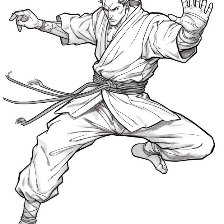 Manga Warriors Part Seven Martial Arts Fighters Digital Download PDF 40 Pages Coloring Book for Adults and Kids Printable Colouring Pages