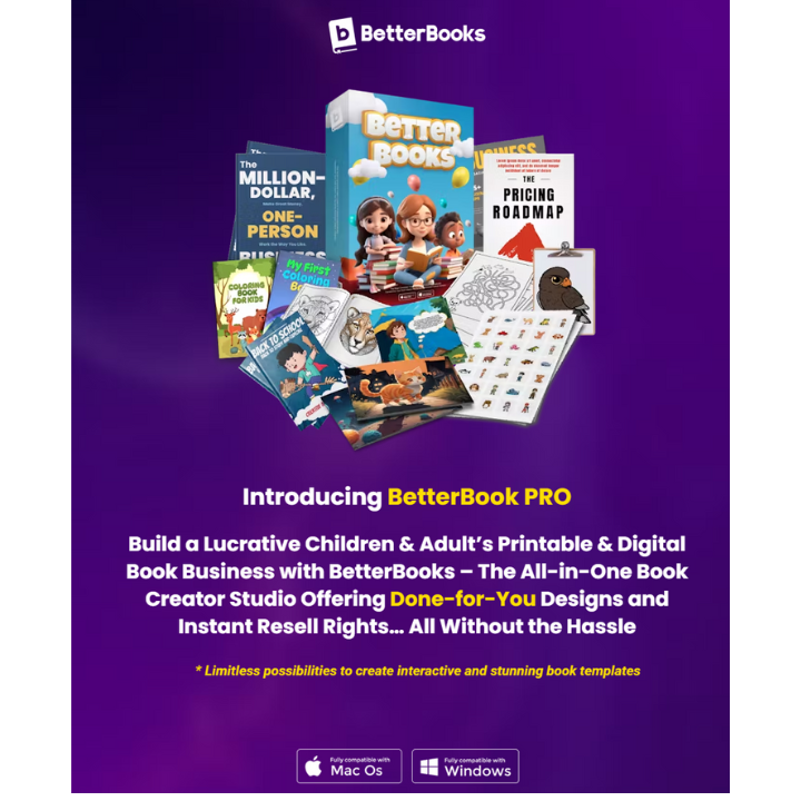 Better Books 1.0 - Build a Lucrative Children's & Adult's Printable & Digital  Book Business DFY-PLR