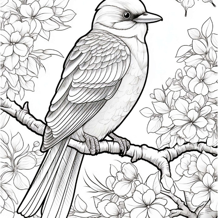 Bird & Flower Adult Coloring Book