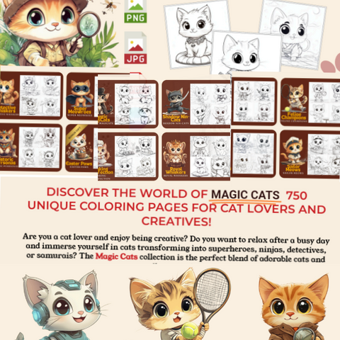 Discover the World of Magic Cats 750 Unique Coloring Pages - Digital Download for Cat Lovers and Creative 50 Free Easter Paws Coloring Pages