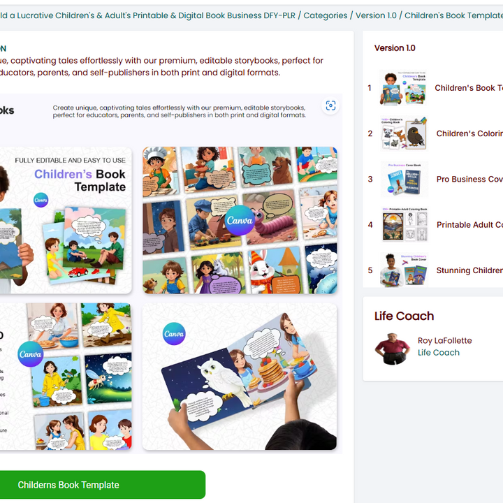 Better Books 1.0 - Build a Lucrative Children's & Adult's Printable & Digital  Book Business DFY-PLR