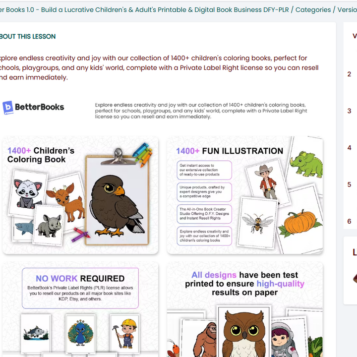 Better Books 1.0 - Build a Lucrative Children's & Adult's Printable & Digital  Book Business DFY-PLR
