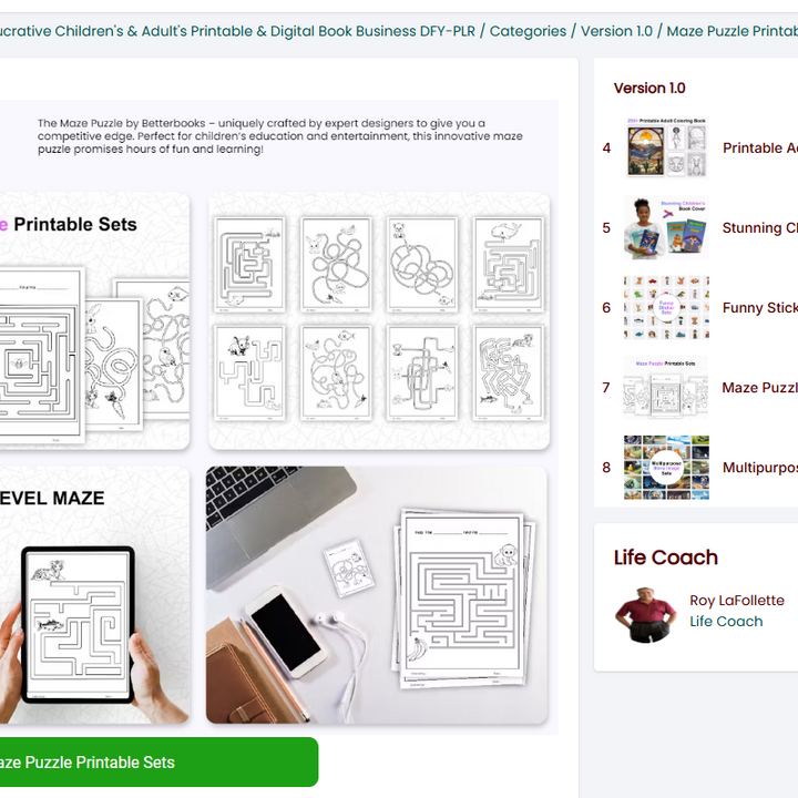 Better Books 1.0 - Build a Lucrative Children's & Adult's Printable & Digital  Book Business DFY-PLR