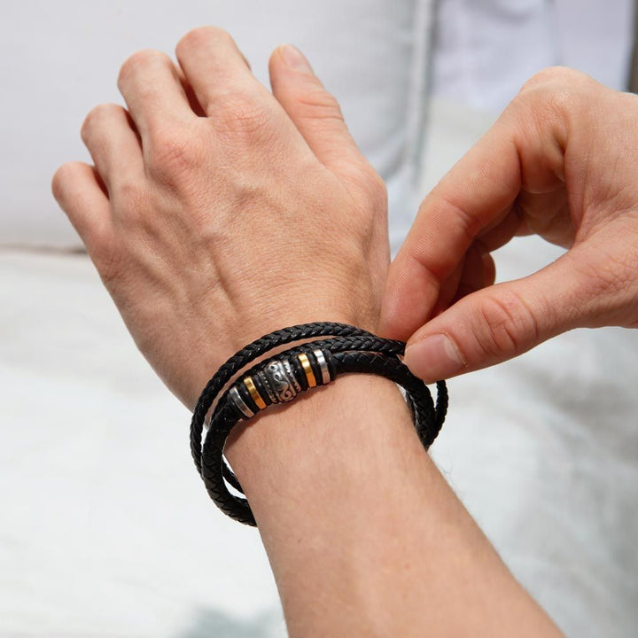 To My Husband, Express Your Love with the Men's "Love You Forever" Stainless Steel and Vegan Leather Bracelet