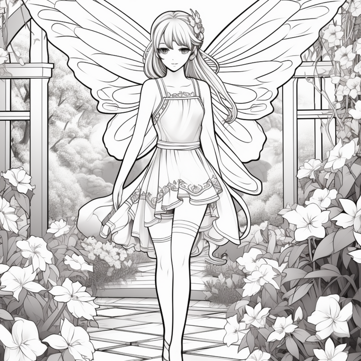 Anime Fairies Part One Digital Download PDF 40 Pages Coloring Book for Adults and Kids Printable Colouring Pages