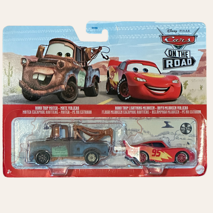 DISNEY PIXAR CARS - 2PACK - Road Trip Mater and Road Trip Lightning McQueen